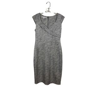 Maggie London Black And White Sheath Midi Dress V-neck Sleeveless- Size 8